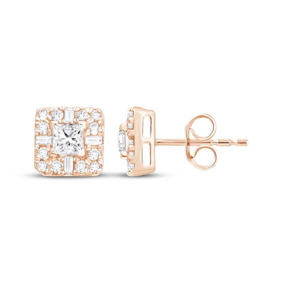 KAY Lab-Grown Diamonds Princess, Baguette & Round-Cut Stud Earrings 1 ct tw 14K Rose Gold