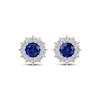 Thumbnail Image 2 of Blue & White Lab-Created Sapphire Starburst Halo Stud Earrings Sterling Silver