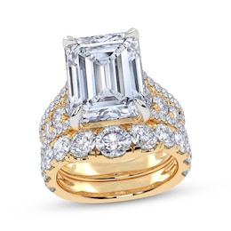 Adore Lab-Grown Diamonds Emerald-Cut Bridal Set 12 ct tw 14K Yellow Gold