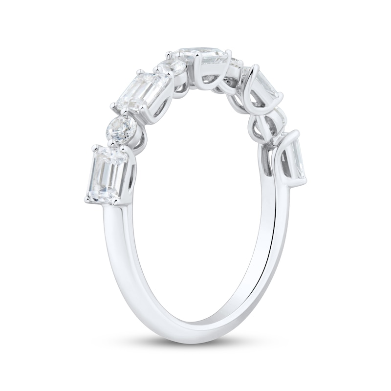 Main Image 2 of Adore Emerald & Round-Cut Diamond Anniversary Ring 1 ct tw 10K White Gold