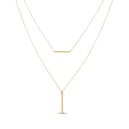 Layered Bar Necklace 10K Yellow Gold 18"