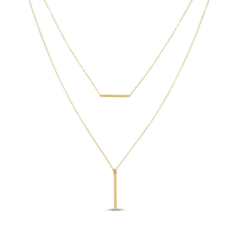Main Image 1 of Layered Bar Necklace 10K Yellow Gold 18"