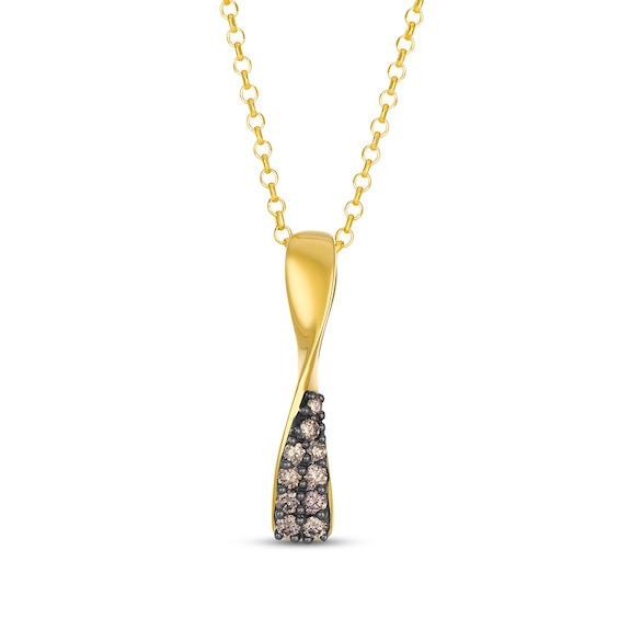 Le Vian Chocolate Diamonds Twist Bar Necklace 1/5 ct tw 14K Honey Gold 19.25"