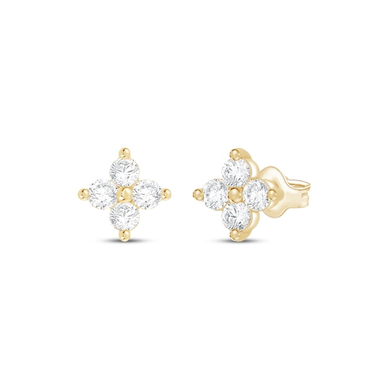 Diamond Clover Stud Earrings 1/4 ct tw 10K Yellow Gold