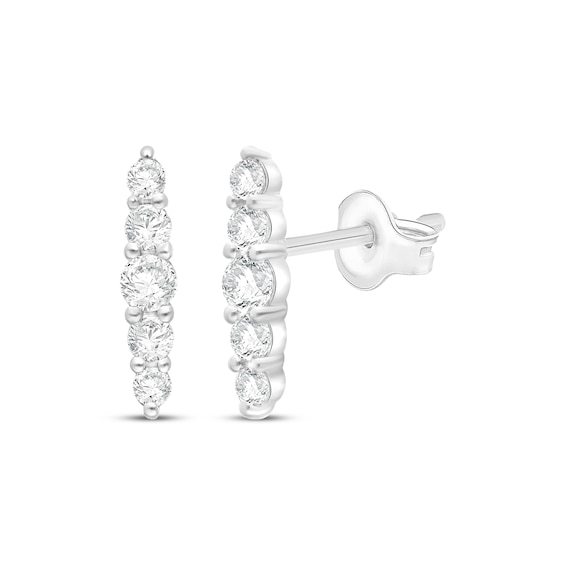 Diamond Vertical Stud Earrings 1/4 ct tw Sterling Silver