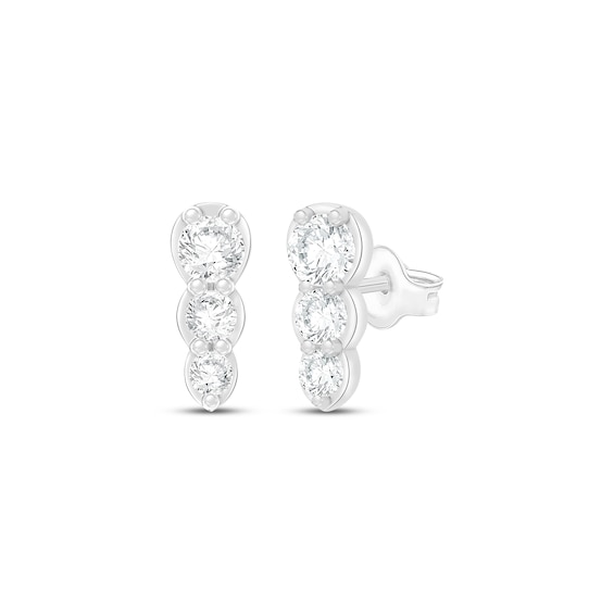 Diamond Three-Stone Earrings 1/6 ct tw Sterling Silver