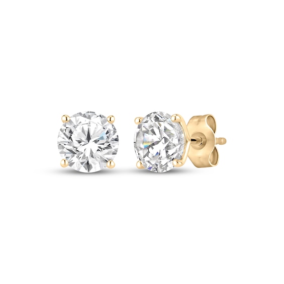 KAY Lab-Grown Diamonds Certified Round-Cut Solitaire Stud Earrings 2-1/2 ct tw 14K Yellow Gold (F/VS2)
