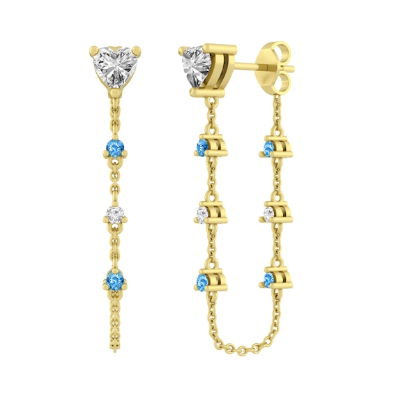 Birthstone Front Back Dangling Earrings (7 Stones)