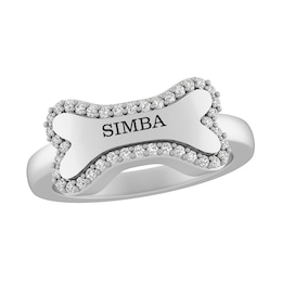 Dog Bone Ring with Lab-Created White Sapphires (1 Line)