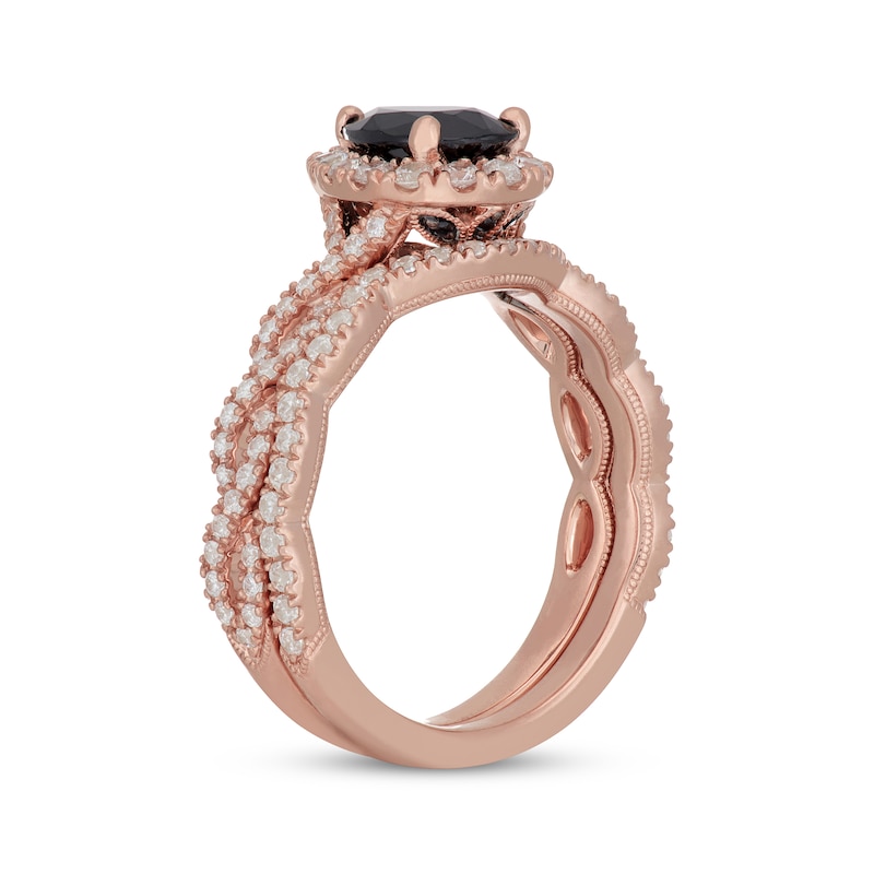 Main Image 2 of Neil Lane Pear-Shaped Black & White Diamond Twist Bridal Set 1-3/4 ct tw 14K Rose Gold