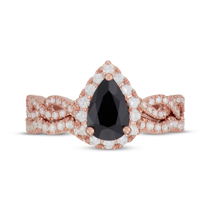 Main Image 3 of Neil Lane Pear-Shaped Black & White Diamond Twist Bridal Set 1-3/4 ct tw 14K Rose Gold