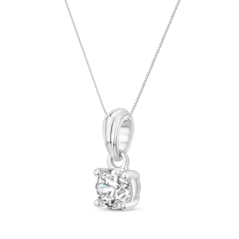 Main Image 2 of Diamond Solitaire Necklace 1/3 ct tw 14K White Gold 18" (J/I1)