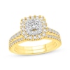Thumbnail Image 0 of Princess & Round-Cut Diamond Halo Bridal Set 1 ct tw 14K Two-Tone Gold