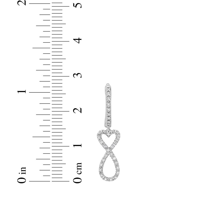 Main Image 3 of Diamond Heart Infinity Drop Hoop Earrings 1/5 ct tw Sterling Silver