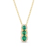 Thumbnail Image 1 of Le Vian Emerald Three-Stone Necklace 1/6 ct tw Diamonds 14K Honey Gold 19"