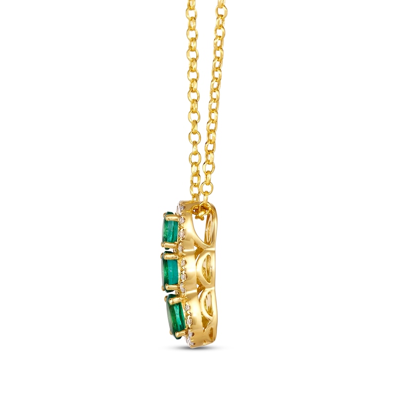 Main Image 2 of Le Vian Emerald Three-Stone Necklace 1/6 ct tw Diamonds 14K Honey Gold 19"