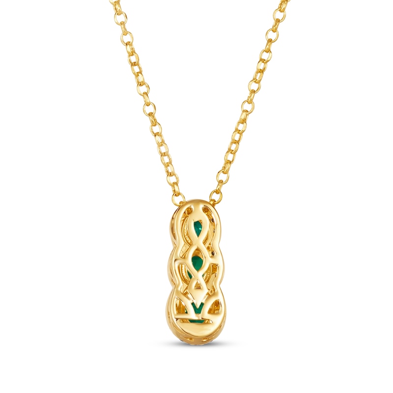 Main Image 3 of Le Vian Emerald Three-Stone Necklace 1/6 ct tw Diamonds 14K Honey Gold 19"