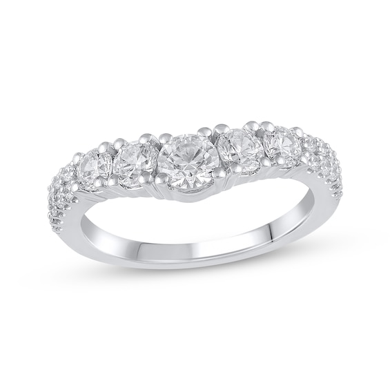 Diamond Five-Stone Contoured Anniversary Band 1-1/4 ct tw 14K White Gold