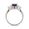 Thumbnail Image 2 of Cushion-Cut Amethyst & White Lab-Created Sapphire Ring Sterling Silver