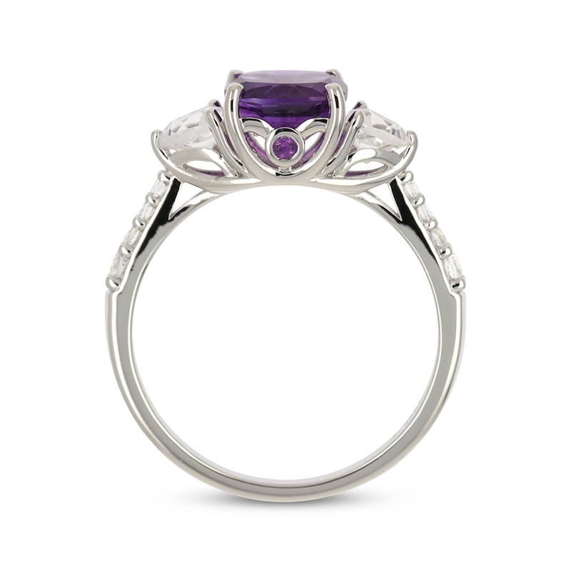 Main Image 2 of Cushion-Cut Amethyst & White Lab-Created Sapphire Ring Sterling Silver