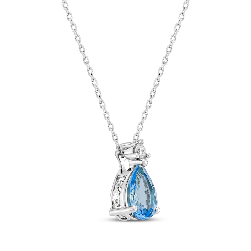 Main Image 2 of Pear-Shaped Swiss Blue Topaz Necklace 1/20 ct tw 10K White Gold 18"
