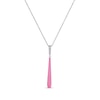 Thumbnail Image 0 of White Lab-Created Sapphire & Pink Enamel Drop Necklace Sterling Silver 18"