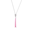 Thumbnail Image 1 of White Lab-Created Sapphire & Pink Enamel Drop Necklace Sterling Silver 18"