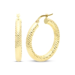 Italian Brilliance Diamond-Cut Hoop Earrings 14K Yellow Gold 20mm