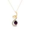 Thumbnail Image 1 of Oval-Cut Rhodolite Garnet & Diamond Ribbon Necklace 1/20 ct tw 10K Yellow Gold 18"
