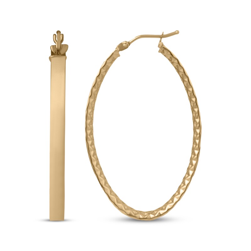 Main Image 3 of Italian Brilliance Diamond-Cut Snakeskin Hoop Earrings 14K Yellow Gold
