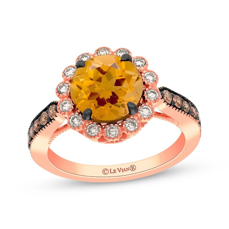 Main Image 1 of Le Vian Citrine Ring 1/2 ct tw Diamonds 14K Strawberry Gold