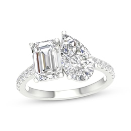 Toi et Moi Emerald-Cut & Pear-Shaped Lab-Grown diamond Engagement ring 4-1/4 ct tw 14K White Gold