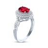 Thumbnail Image 2 of Oval-Cut Lab-Created Ruby & White Lab-Created Sapphire Twist Shank Ring Sterling Silver