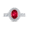 Thumbnail Image 3 of Oval-Cut Lab-Created Ruby & White Lab-Created Sapphire Twist Shank Ring Sterling Silver