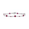 Thumbnail Image 1 of Lab-Created Ruby & White Lab-Created Sapphire Link Bracelet Sterling Silver 7.5"