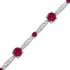 Thumbnail Image 2 of Lab-Created Ruby & White Lab-Created Sapphire Link Bracelet Sterling Silver 7.5"