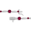 Thumbnail Image 3 of Lab-Created Ruby & White Lab-Created Sapphire Link Bracelet Sterling Silver 7.5"