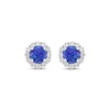 Thumbnail Image 2 of Black Lab-Created Opal & White Lab-Created Sapphire Halo Stud Earrings Sterling Silver