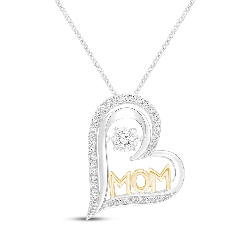 Main Image 1 of Unstoppable Love Diamond "Mom" Heart Necklace 1/8 ct tw 10K Two-Tone Gold 19"