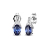Thumbnail Image 1 of Oval-Cut Blue Lab-Created Sapphire & White Lab-Created Sapphire Earrings Sterling Silver