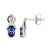 Thumbnail Image 3 of Oval-Cut Blue Lab-Created Sapphire & White Lab-Created Sapphire Earrings Sterling Silver