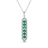 Thumbnail Image 1 of Natural Emerald & Diamond Frame Necklace 1/5 ct tw 10K White Gold 18"