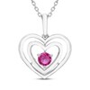 Thumbnail Image 1 of Lab-Created Ruby Double Heart Necklace 18"