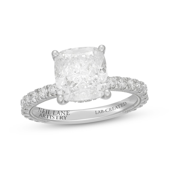 Neil Lane Artistry Cushion-Cut Lab-Grown Diamond Engagement Ring 4-5/8 ct tw 14K White Gold