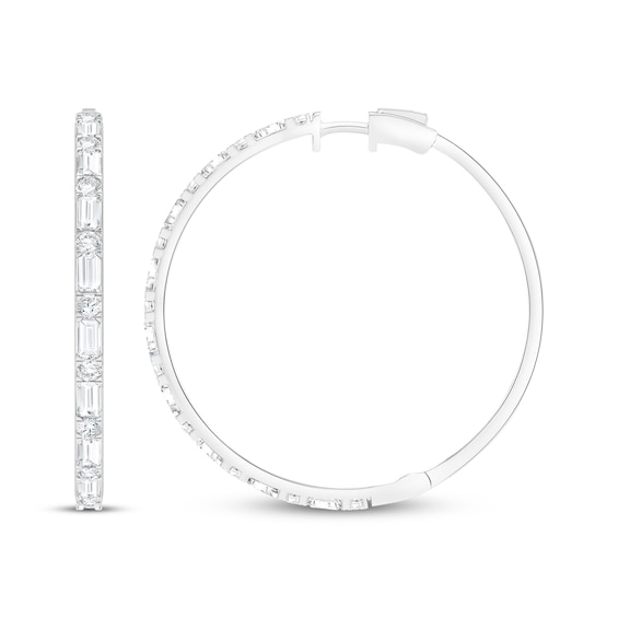 KAY Lab-Grown Diamonds Baguette & Round-Cut Hoop Earrings 3 ct tw 10K White Gold