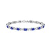 Thumbnail Image 1 of Oval-Cut Blue Lab-Created Sapphire & Diamond Accent Bracelet Sterling Silver 7.25"
