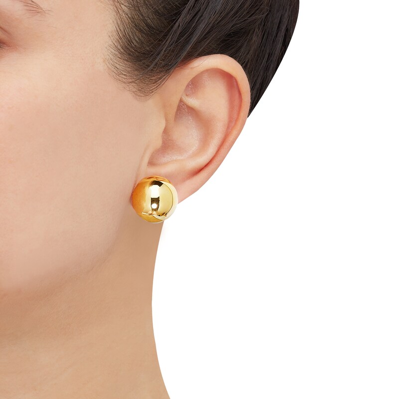 Main Image 3 of Hollow Bead Stud Earrings 14K Yellow Gold