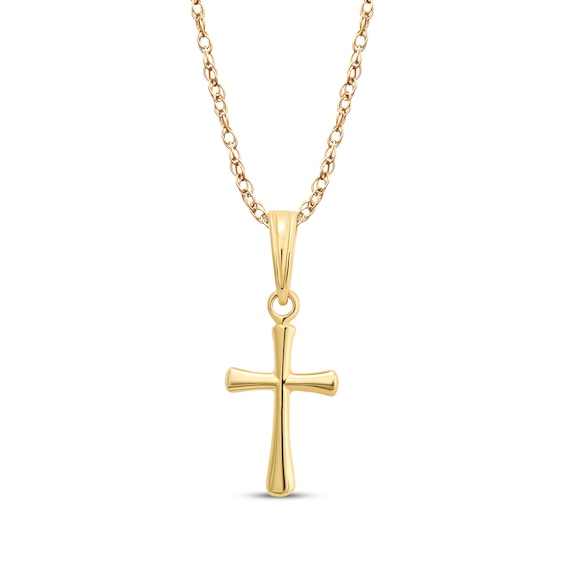 Children's Flared Cross Necklace 14K Yellow Gold 13"