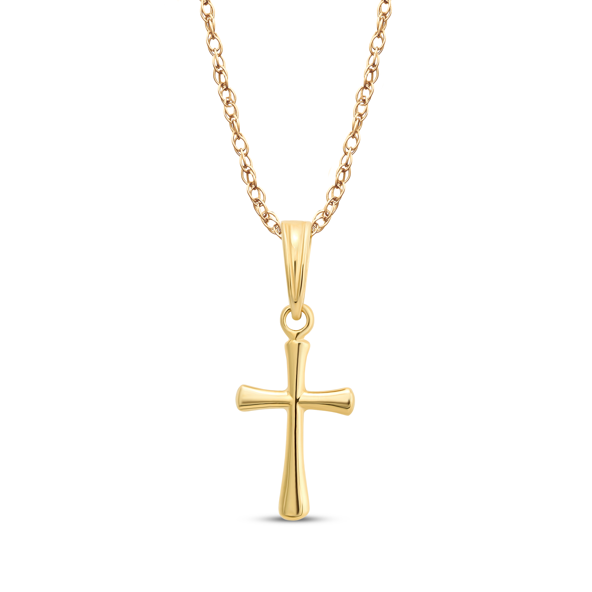 Main Image 1 of Children's Flared Cross Necklace 14K Yellow Gold 13"