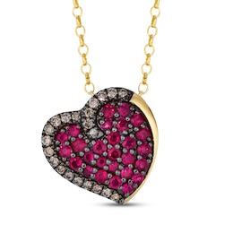 Godiva x Le Vian Ruby Heart Necklace 1/6 ct tw Diamonds 14K Honey Gold 19"